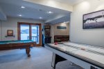 BOTTOM LEVEL OF HOUSE WITH AIR HOCKEY, POOL TABLE & ARCADE MACHINE